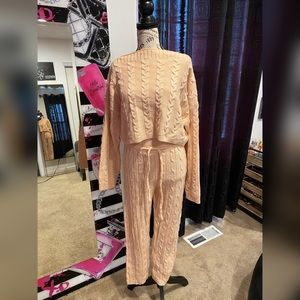 Two 2 piece sweater sets Blush & Neon Pink